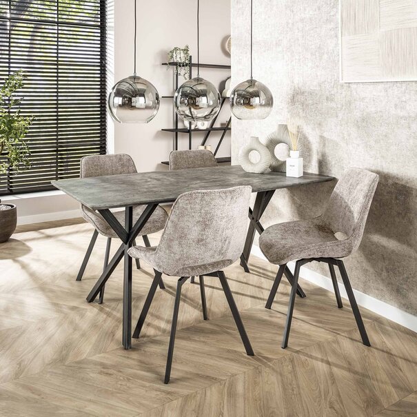 BelaLuz Industriële eetkamertafel Jools 160 cm betonlook