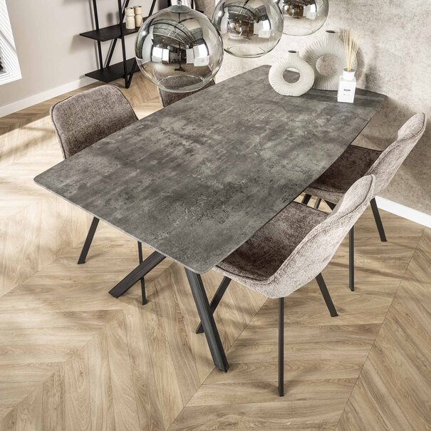 BelaLuz Industriële eetkamertafel Jools 160 cm betonlook