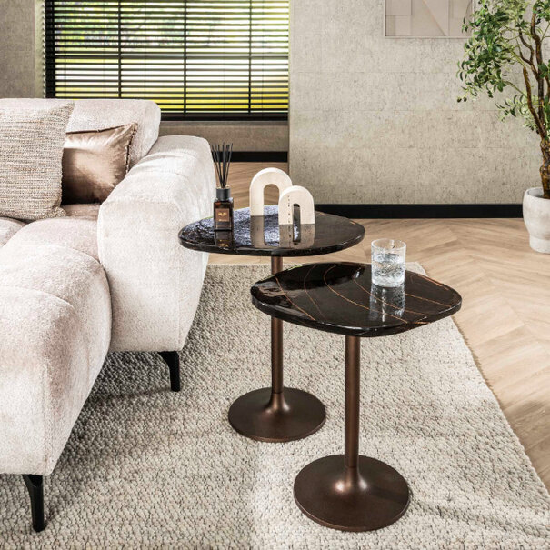 BelaLuz Hotel chique design bijzettafel Glare small koper antiek