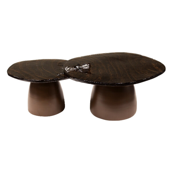 BelaLuz Hotel Chique - design - salontafel - 2-set - koper antiek - Glare