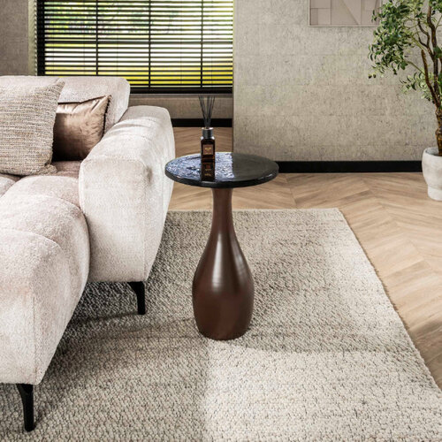 Hotel chique design bijzettafel Glare medium druppelpoot koper antiek