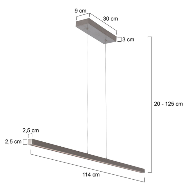 Mexlite Minimalistische - hanglamp - 1-lichts - staal - Danske
