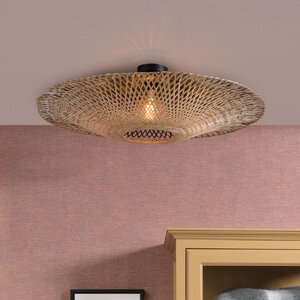 GOOD & MOJO Landelijke Ibiza stijl plafondlamp Kalimantan Ø87 cm zwart naturel