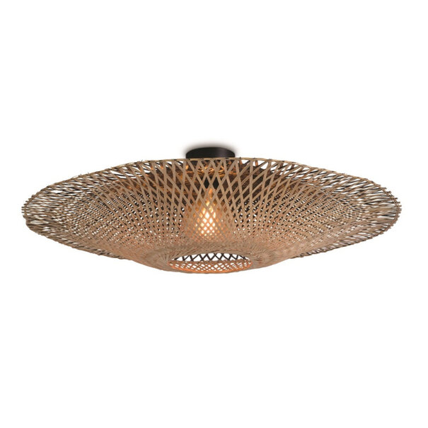 GOOD & MOJO Landelijke Ibiza stijl plafondlamp Kalimantan Ø87 cm zwart naturel