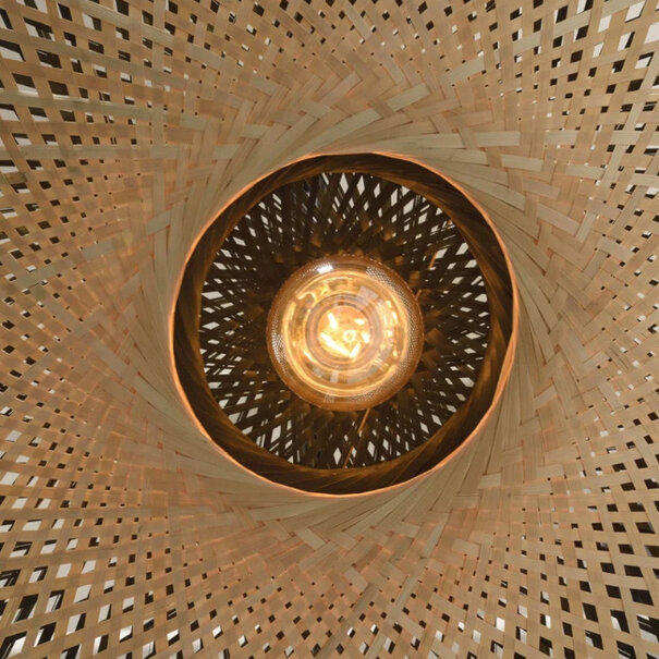 GOOD & MOJO Landelijke Ibiza stijl plafondlamp Kalimantan Ø87 cm zwart naturel