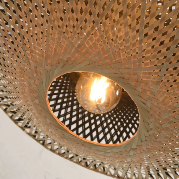 GOOD & MOJO Landelijke Ibiza stijl plafondlamp Kalimantan Ø87 cm zwart naturel