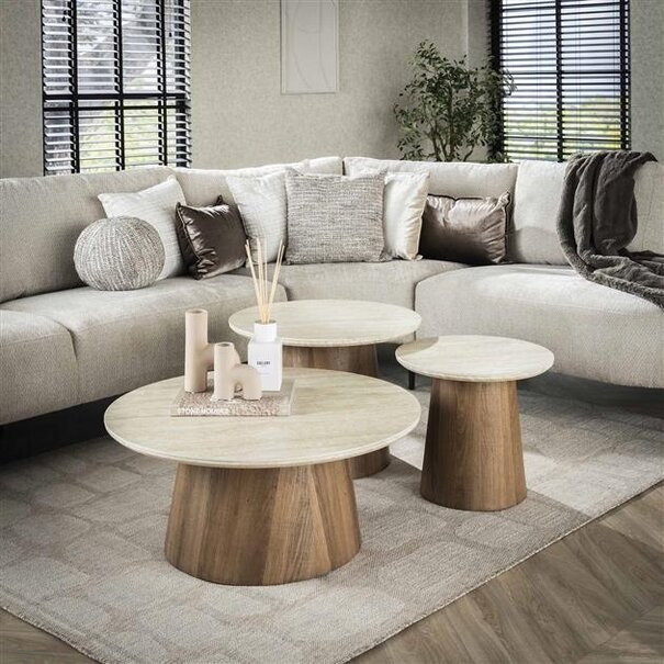 BelaLuz Moderne - Japandi - salontafel - 3-set - tapse poot - Romano