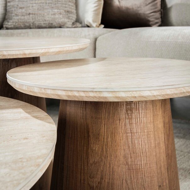 BelaLuz Moderne - Japandi - salontafel - 3-set - tapse poot - Romano