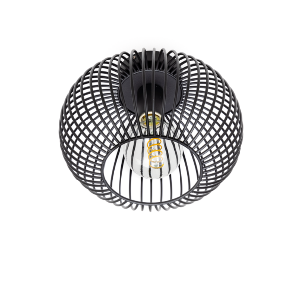 ETH Modern Industriële plafondlamp Wire 1-lichts Ø30 cm zwart