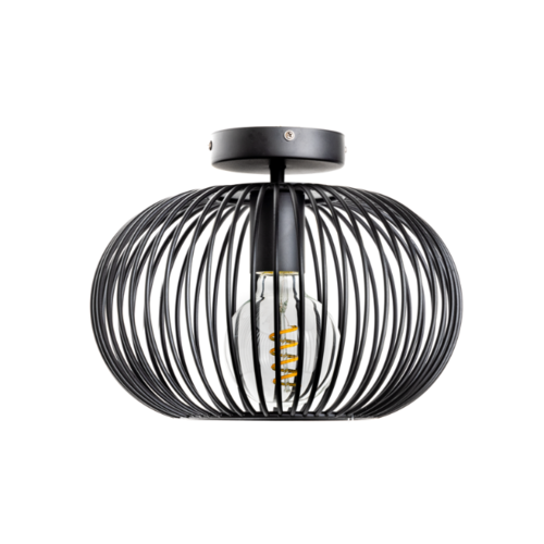 Modern Industriële plafondlamp Wire 1-lichts Ø30 cm zwart