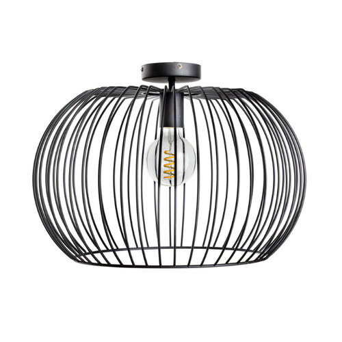 Modern Industriële plafondlamp Wire 1-lichts Ø50 cm zwart
