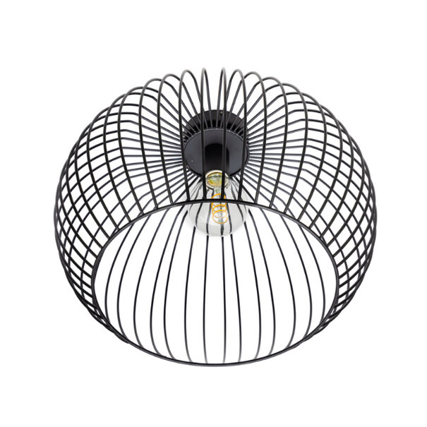 ETH Modern Industriële plafondlamp Wire 1-lichts Ø50 cm zwart
