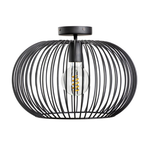 moderne - industriële - plafondlamp - 1-lichts - zwart - Ø40 cm - Wire
