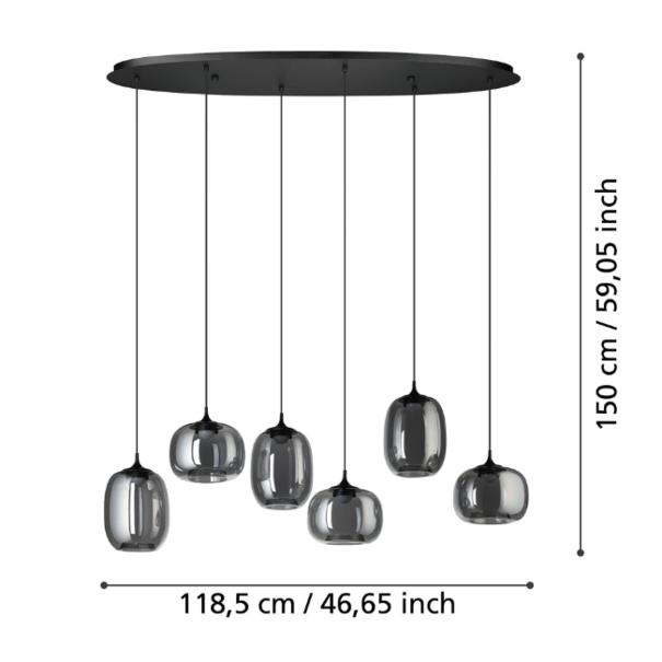 Stars of Lights Modern - industrieel - hanglamp - 6 lichts - ovaal - Larva