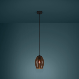 Hanglamp Estanys 1-lichts bruin glas