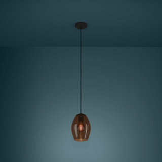Hanglamp Estanys 1-lichts bruin glas