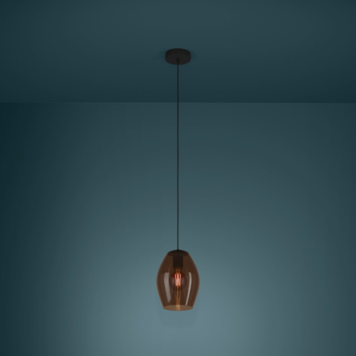 Moderne Scandinavische hanglamp Estanys 1-lichts bruin glas