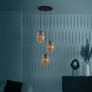 Stars of Light Moderne Scandinavische hanglamp Estanys 3-lichts getrapt bruin glas