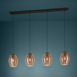 Hanglamp Estanys 4 lichts bruin glas
