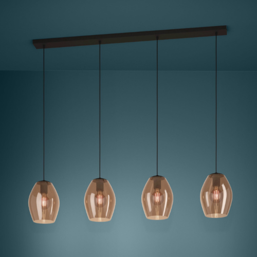 Moderne - Scandinavische - hanglamp - 4-lichts  - bruin glas - Estanys