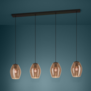Moderne - Scandinavische - hanglamp - 4-lichts  - bruin glas - Estanys