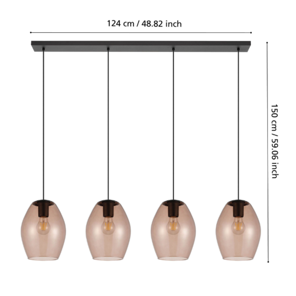 Stars of Light Moderne Scandinavische hanglamp Estanys 4 lichts bruin glas