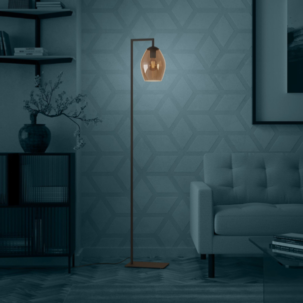 Stars of Lights Moderne Scandinavische vloerlamp Estanys 1-lichts bruin glas