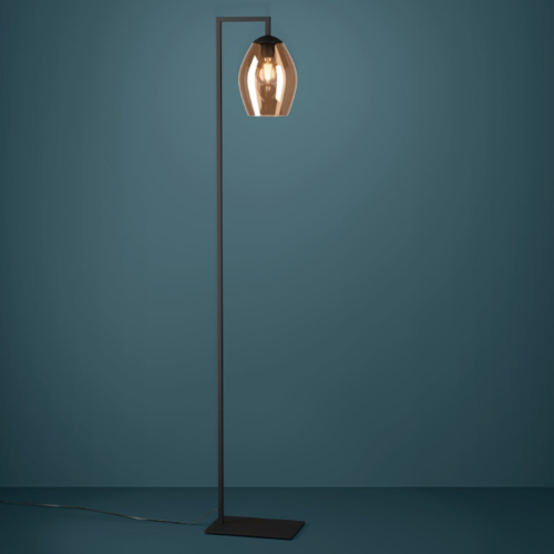 Moderne Scandinavische vloerlamp Estanys 1-lichts bruin glas