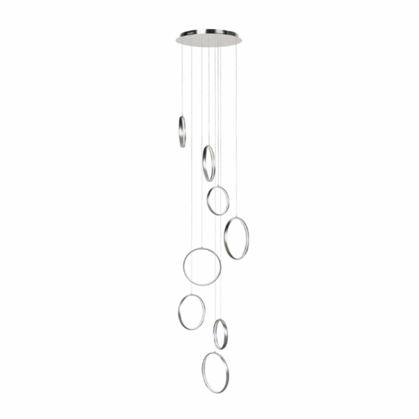 Highlight minimalistisch design hanglamp Olympia 8 lichts zilver