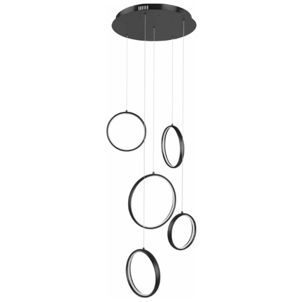 Highlight Moderne minimalistische hanglamp Olympia 5-lichts zwart