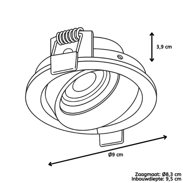 Artdelight Moderne inbouwspot Alice 1-lichts grijs rond
