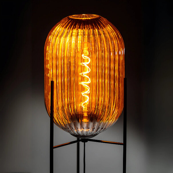 ETH Retro hotel chique vloerlamp Glamm small 1-lichts amber glas