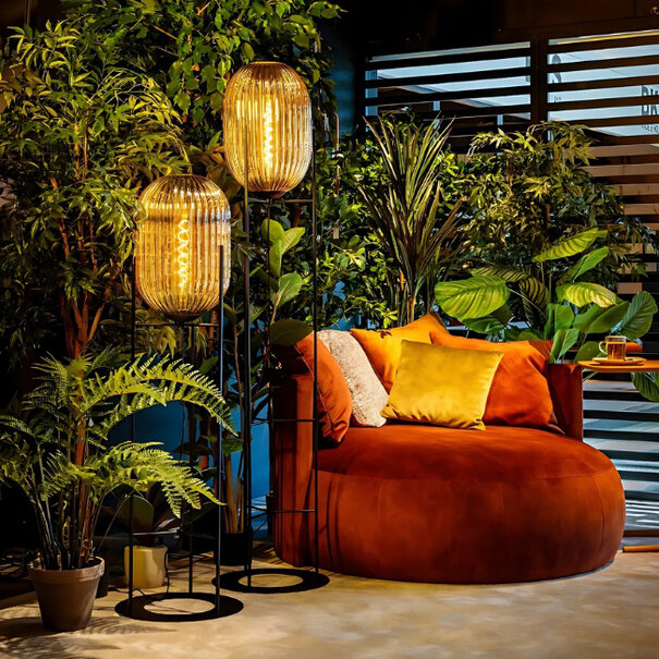 ETH Retro hotel chique vloerlamp Glamm small 1-lichts amber glas