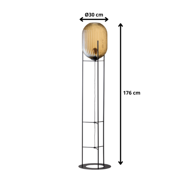 ETH Retro hotel chique vloerlamp Glamm large 1-lichts amber glas