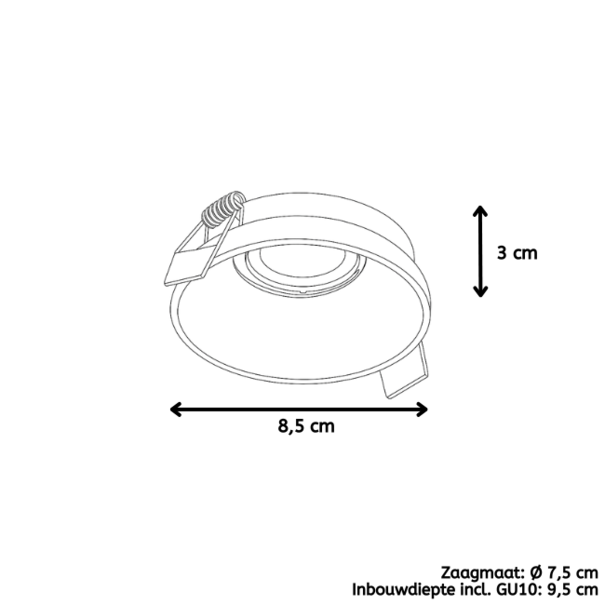 Artdelight Modern industrieel inbouwspot Malmo 1-lichts zwart