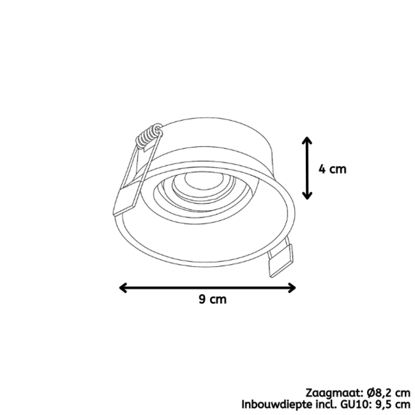 Artdelight Modern Hotel chique inbouwspot Roura 1-lichts zwart goud