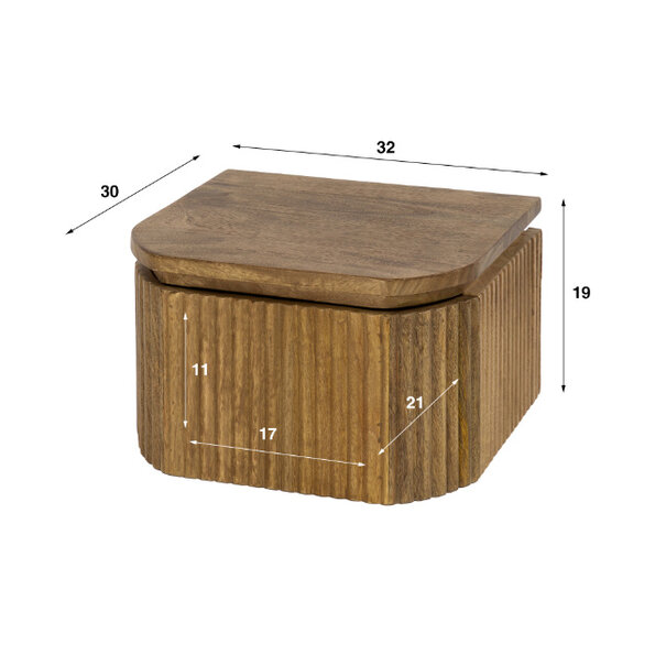 BelaLuz Modern Landelijk nachtkastje Drex small 1 lade mangohout zand