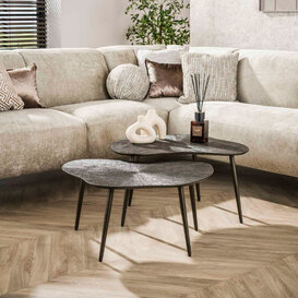 Salontafel Taro 2-set bladvormig bruin metal