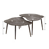 BelaLuz Modern industrieel salontafel Taro 2 set bladvormig bruin metal