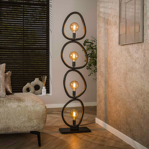 Moderne vloerlamp Flint 4 lichts charcoal