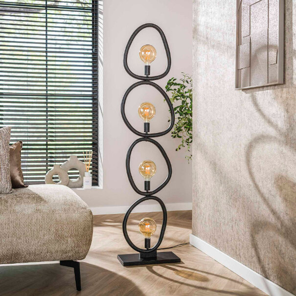 BelaLuz Moderne vloerlamp Flint 4 lichts charcoal