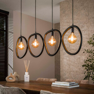 BelaLuz Industriële hanglamp Flint 4-lichts charcoal
