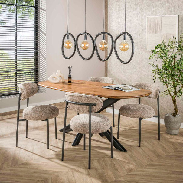 BelaLuz Industriële hanglamp Flint 4-lichts charcoal