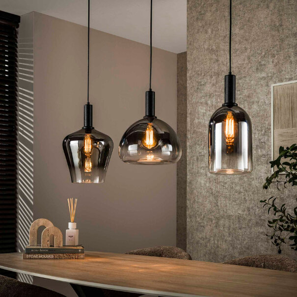 BelaLuz Moderne Industriële hanglamp Noor 3-lichts charcoal