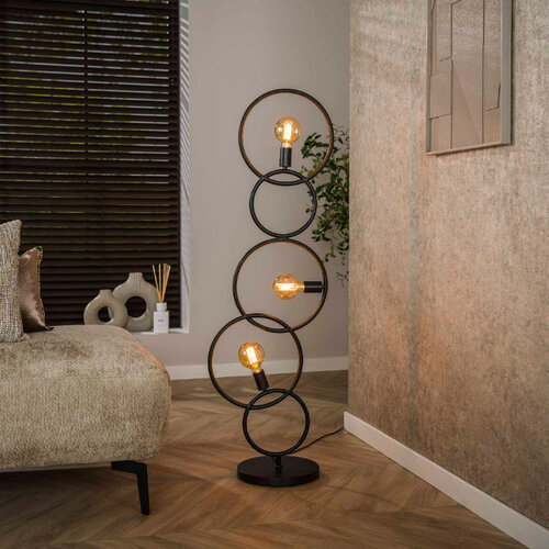 Modern design vloerlamp Loop 3-lichts charcoal