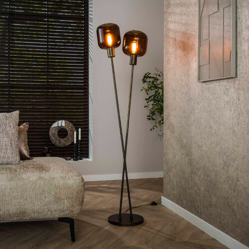 Hotel chique modern vloerlamp Calore 2-lichts Sienna brown