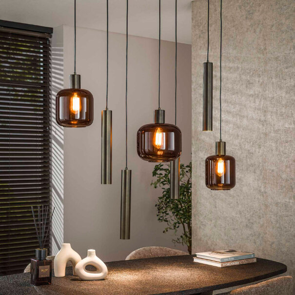 BelaLuz Moderne hotel chique hanglamp Calore 7-lichts Sienna brown