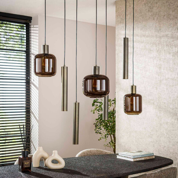 BelaLuz Moderne hotel chique hanglamp Calore 7-lichts Sienna brown