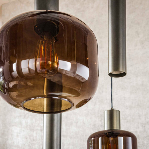 BelaLuz Moderne hotel chique hanglamp Calore 7-lichts Sienna brown