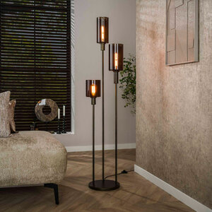 BelaLuz Moderne hotel chique vloerlamp Calore 3-lichts sienna brown